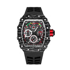 PINTIME Barrel Watch Men's Quartz Watch Watch Multifunctional Luminous Calendar Silicone men's casual  Watch 8132