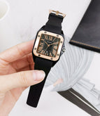 TPOFHS 8154 Net Red Tide Watch Silicon Tape Waterproof Watch Wholesale Roman Square Retro with Calendar Quartz Watch Casual Women's Watch