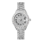 MISSFOX watch women's fashion diamond waterproof calendar full diamond face luminous ladies quartz watch 3035
