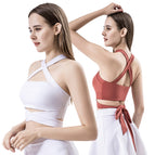 2023 Yoga Clothes Lace-up Sports Fitness Vest Women's Running Sports Cross Back Underwear with Chest Pad Top Women's