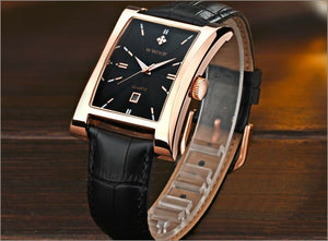 Brand WWOOR 8017 New Luxury Men's Watches Quartz Watch Male Wristwatch leather Waterproof Clocks 5Bar waterproof