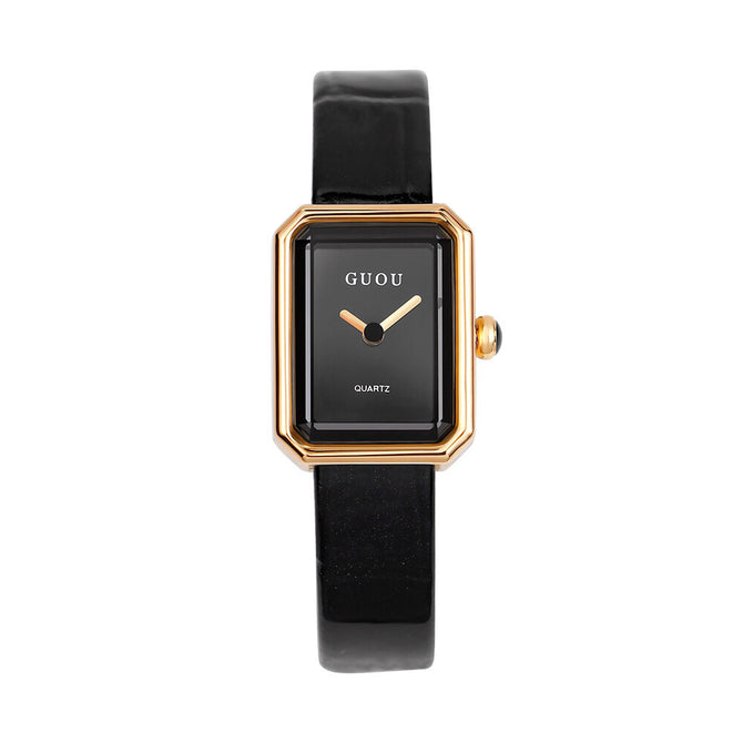 GUOU 6042 Black Gold Sugar Belt Watch Women's Simple Small Square Band Vintage Women's Watches Female Casual Watch