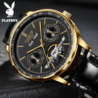 PLAYBOY 3017 Original Multi Functional Automatic Mechanical Watch Waterproof Male Formal Watches Men's Watch Gift for Father ,friends