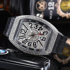 Watch for me Full Diamond Quartz Watch Pin Buckle Fashion Men's Watch Barrel-Shaped Couple Watch 8122