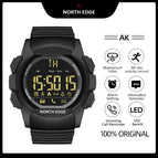 NORTH EDGE AK Men's Digital Sports Watch Time Scratch Resistant Glass Pedometer Distance Calories Waterproof 100M Bluetooth Smart Watch For IOS Android
