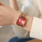 GUOU 8096 Fashion Women Square Bracelet WristWatch Ladies Luxury Stainless Steel Quartz Watch Woman Waterproof Clock relojes mujer
