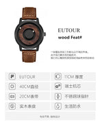EUTOUR New wooden dial, simple magnetic steel ball, fashion concept watch, parallel steel ball holder, Tiktok watches with box gift for father,men, women