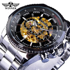 Winner men watch Large Dial Men's Fashion Automatic Mechanical causal men Watch Steel Belt 428