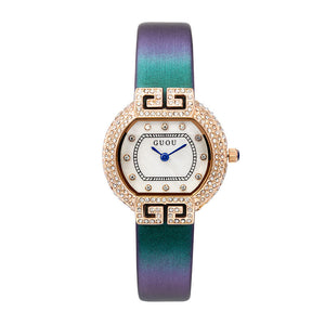 GUOU 6038 Women's Watch New Style Diamond Inlaid Fashion Belt Wrist Watch Waterproof Quartz Women's Watches