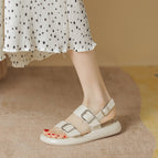 Sandals women's 2022 new all-match one word buckle sandals women's flat sandals women's thick bottom 0861-3