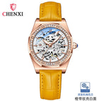Chenxi Watch Ladies Fashion Skeleton Automatic Mechanical Watch Waterproof Luminous Watch CX-8848L