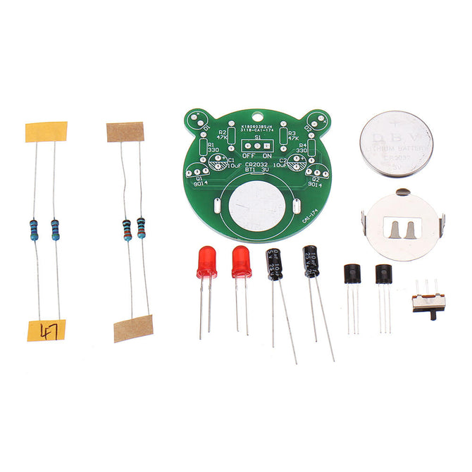 DIY Electronic Kit Set Cartoon Bear LED Flash Light Production Kit Simple Flash Parts DIY Skill Competition Triode Soldering wholesale bulk price