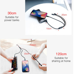 1.2M 3A 3 in 1 USB Cable for Mobile Phone Micro USB Type C Charger Cable for iPhone Charging Cable Micro USB Charger Cord