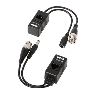 1 Pair BNC To RJ45 Passive Video Power + Audio Balun Transceiver For CCTV Camera 77UB