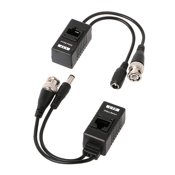 1 Pair BNC To RJ45 Passive Video Power + Audio Balun Transceiver For CCTV Camera 77UB
