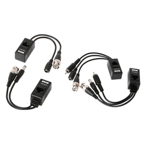1 Pair BNC To RJ45 Passive Video Power + Audio Balun Transceiver For CCTV Camera 77UB