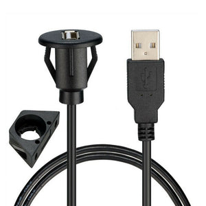 1 m / 2 m car dashboard installation USB 2.0 male to female socket panel extension cable single port USB2.0 female cable