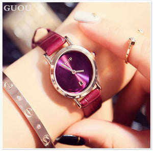 10 Colors GUOU Women Calendar Watches Lady's Luxury Wristwatch Genuine Leather Dress Watch Quartz watch Bracelet Clocks Dropship