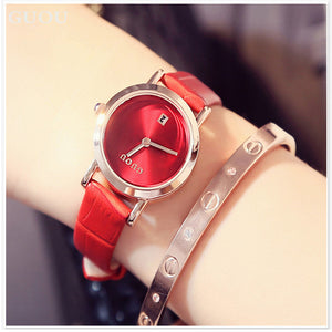 10 Colors GUOU Women Calendar Watches Lady's Luxury Wristwatch Genuine Leather Dress Watch Quartz watch Bracelet Clocks Dropship