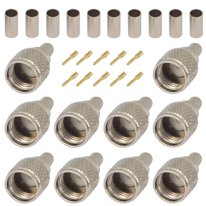 100 Pieces Mini-UHF Male Crimps Connector for RG58 RG142 LMR195 Cable Motorola Radio Antenna