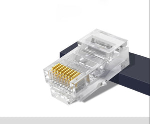 1000PCS RJ45 RJ-45 Ethernet Network Cable Head Modular Plug Transparent Cat6 8P8C 8PIN Copoer Gold Plated Leads Connector