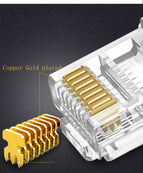 1000PCS RJ45 RJ-45 Ethernet Network Cable Head Modular Plug Transparent Cat6 8P8C 8PIN Copoer Gold Plated Leads Connector