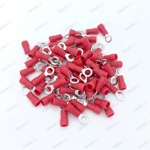 1000pcs Crimp Terminal RV1.25-4 22-16AWG 0.25-1.65mm^2 Crimp terminals Red Ring Terminal Brass RV1-4