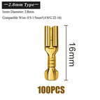 100Pcs/Lot 2.8/4.8/6.3mm Female and Male Crimp Terminal Connector Gold Brass/Silver Car Speaker Electric Wire Connectors Set