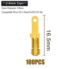100Pcs/Lot 2.8/4.8/6.3mm Female and Male Crimp Terminal Connector Gold Brass/Silver Car Speaker Electric Wire Connectors Set