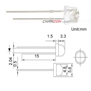 100pcs 5mm Straw Hat UV Purple Light Wide Angle Ultraviolet 395nm - 400nm Transparent 5 mm 20mA 3V Light-Emitting Diode LED Lamp