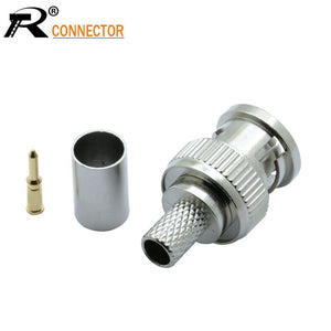 100pcs High Quality BNC Male Crimp Type Soldering Connector for CCTV System BNC Female Jack Couple Conector RG58/RG59/RG6