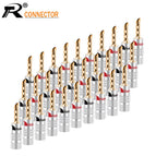 100pcs Nakamichi Banana plug 24K Gold Plated Copper BFA 4mm Banana connector Male Speaker plug black&red
