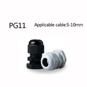 100pcs/lots PG11 Black/white Plastic Nylon Waterproof Cable Glands Joints IP68 cable connector for 5-10mm cable