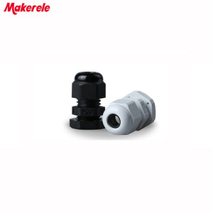 100pcs/lots gland PG9 lot Black/white IP68 cable connector Plastic Nylon Waterproof cable Glands Joints for 4-8mm cable
