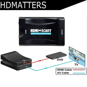 1080p HDMI to Scart converter kabel with power supply for PS4 DVD ect to old TV with scart