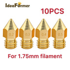 10pcs 3D Printer MK8 Brass Nozzle 0.2/0.3/0.4/0.5mm Extruder Print Head Nozzle For 1.75mm Filament CR10 CR10S 3D Printer Parts