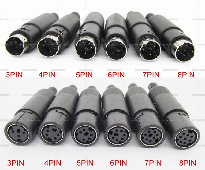 10pcs S-Video terminal Circular Connector Mini DIN 3/4/5/6/7/8 Pin Male/Female With Plastic Handle Adapter Soldering Cables DIY