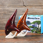 12 Hole Ceramic Ocarina Alto C Tone Classic Flute Instruments with Protection Bag + Lanyard Gift