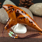 12 Hole Ceramic Ocarina Alto C Tone Classic Flute Instruments with Protection Bag + Lanyard Gift