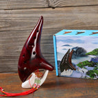 12 Hole Ceramic Ocarina Alto C Tone Classic Flute Instruments with Protection Bag + Lanyard Gift
