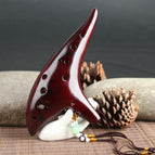 12 Hole Ceramic Ocarina Alto C Tone Classic Flute Instruments with Protection Bag + Lanyard Gift