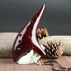 12 Hole Ceramic Ocarina Alto C Tone Classic Flute Instruments with Protection Bag + Lanyard Gift