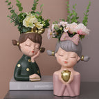 12 Style Cute Girl Succulent Flowerpot Resin Flower Pot Creative Plant Potted For Home Living Room Tabletop Garden Decoration wholesale bulk price