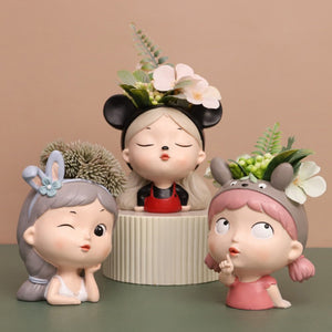 12 Style Cute Girl Succulent Flowerpot Resin Flower Pot Creative Plant Potted For Home Living Room Tabletop Garden Decoration wholesale bulk price
