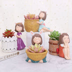12 Style Cute Girl Succulent Flowerpot Resin Flower Pot Creative Plant Potted For Home Living Room Tabletop Garden Decoration wholesale bulk price