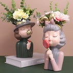 12 Style Cute Girl Succulent Flowerpot Resin Flower Pot Creative Plant Potted For Home Living Room Tabletop Garden Decoration wholesale bulk price