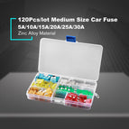 120PCS Car Auto Assortment Blade Fuse Tablets Replacement Kit Aluminum Material Small Size 5A/10A/15A/20A/25A/30
