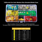 120PCS Car Auto Assortment Blade Fuse Tablets Replacement Kit Aluminum Material Small Size 5A/10A/15A/20A/25A/30