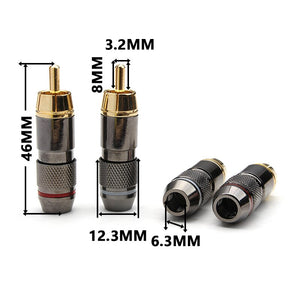 12PCS RCA Banana Plug Monster 24K Gold Plated Copper Banana Plug Double Self-Locking Wire Connectors Speaker Audio Adapter Kit