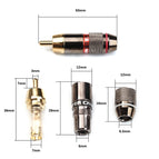 12Pcs Monster Banana Plug RCA Connector 6mm 24K Gold Plated Professional Speaker Audio Adapter Wire Connector RCA Male Plug